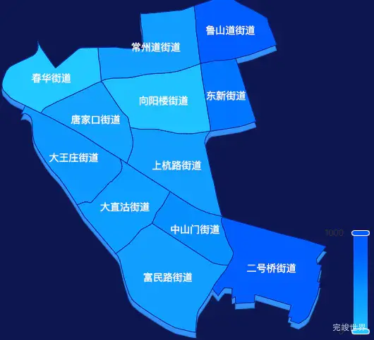 天津市河东区geoJson地图渲染效果